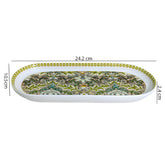 Elegant Sea Green Floral Oval Porcelain Serving Platter with Gold Accents